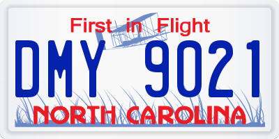 NC license plate DMY9021