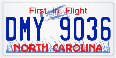 NC license plate DMY9036
