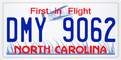 NC license plate DMY9062