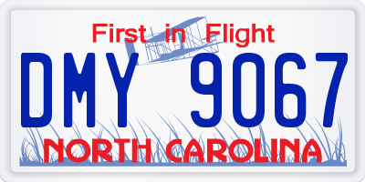 NC license plate DMY9067