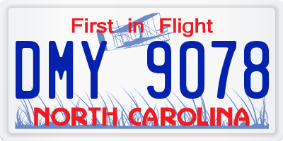 NC license plate DMY9078