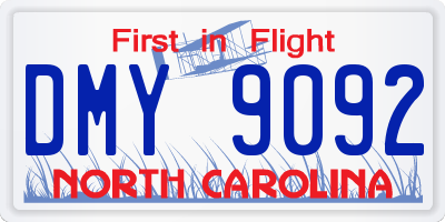 NC license plate DMY9092
