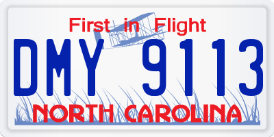 NC license plate DMY9113