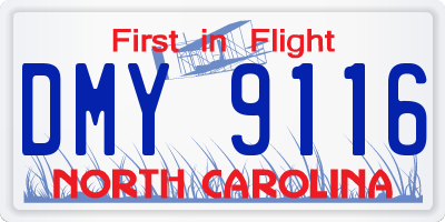NC license plate DMY9116