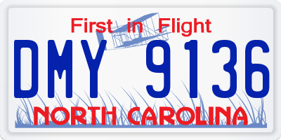 NC license plate DMY9136