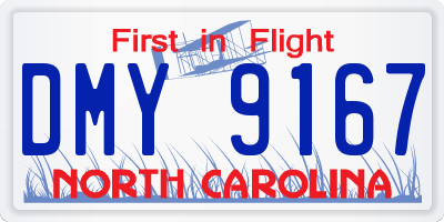 NC license plate DMY9167