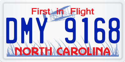 NC license plate DMY9168