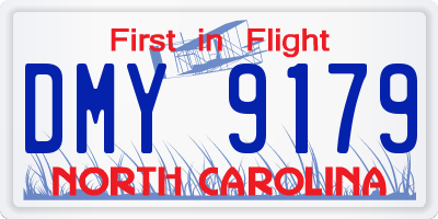 NC license plate DMY9179
