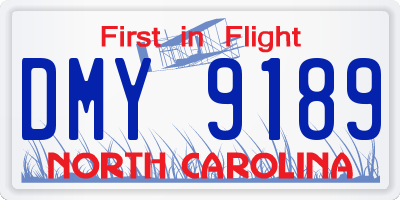 NC license plate DMY9189