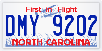 NC license plate DMY9202