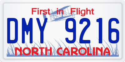 NC license plate DMY9216