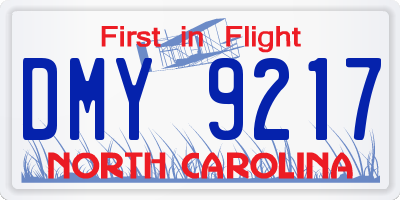 NC license plate DMY9217