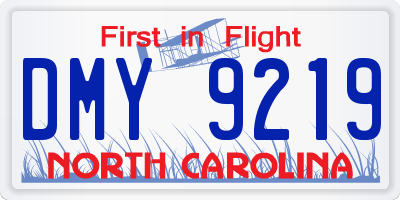 NC license plate DMY9219