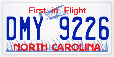 NC license plate DMY9226