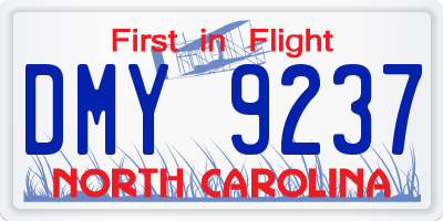 NC license plate DMY9237