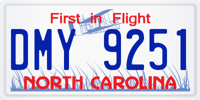 NC license plate DMY9251