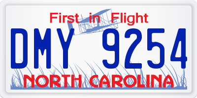 NC license plate DMY9254
