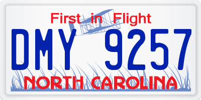NC license plate DMY9257