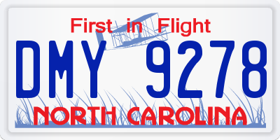 NC license plate DMY9278
