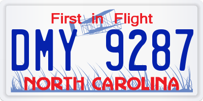 NC license plate DMY9287