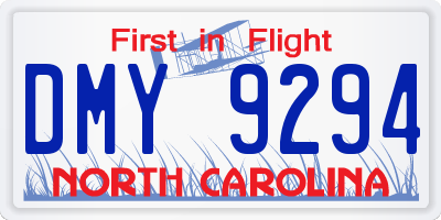 NC license plate DMY9294