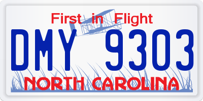 NC license plate DMY9303
