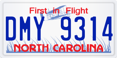 NC license plate DMY9314