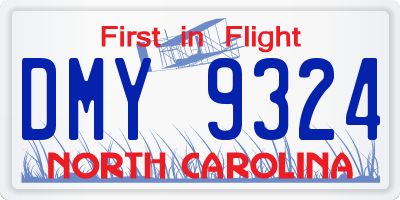 NC license plate DMY9324