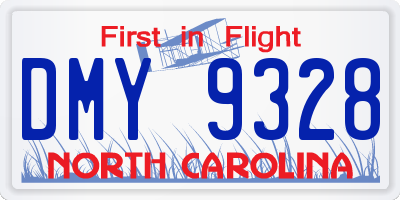 NC license plate DMY9328