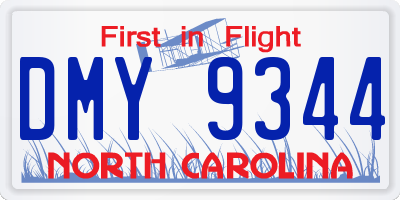 NC license plate DMY9344