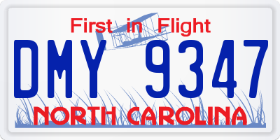 NC license plate DMY9347