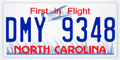 NC license plate DMY9348