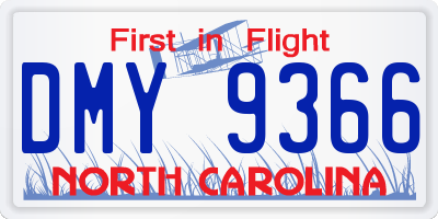 NC license plate DMY9366