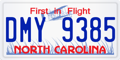 NC license plate DMY9385