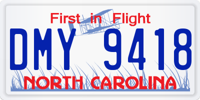 NC license plate DMY9418