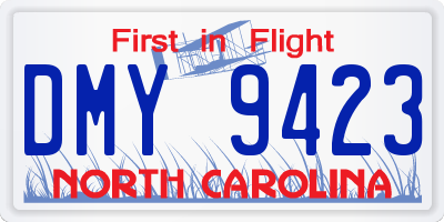 NC license plate DMY9423