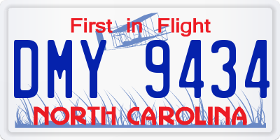 NC license plate DMY9434