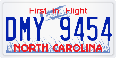 NC license plate DMY9454