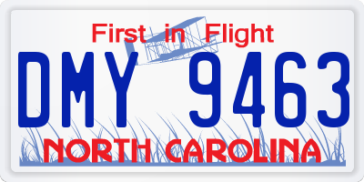 NC license plate DMY9463