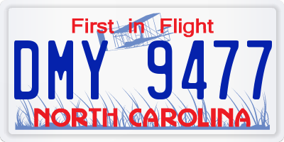 NC license plate DMY9477