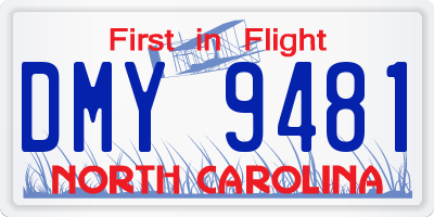 NC license plate DMY9481