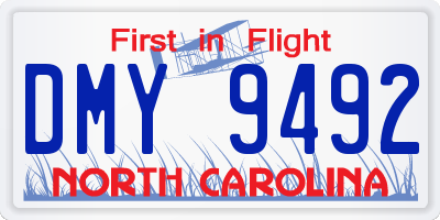 NC license plate DMY9492