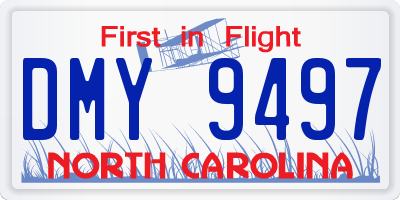 NC license plate DMY9497