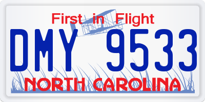 NC license plate DMY9533