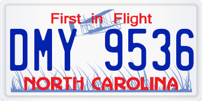 NC license plate DMY9536