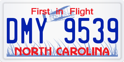 NC license plate DMY9539
