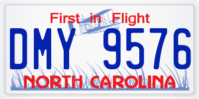 NC license plate DMY9576
