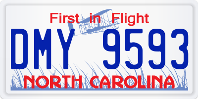 NC license plate DMY9593