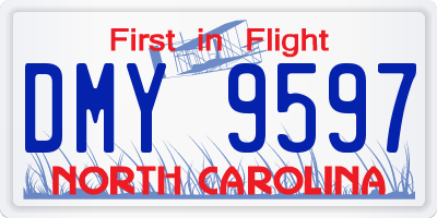 NC license plate DMY9597