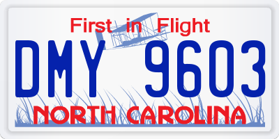 NC license plate DMY9603